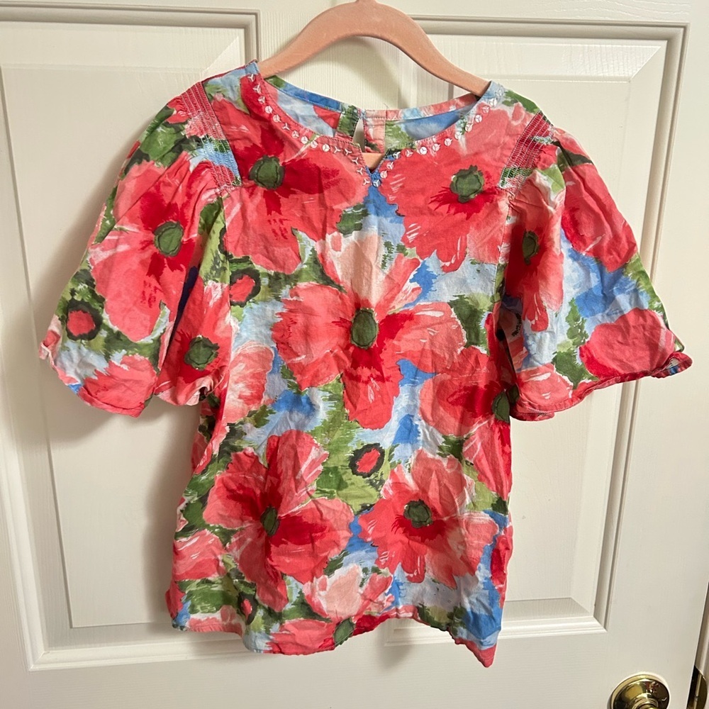 4/$25‎ Gymboree Burst of Spring Floral Watercolor Flutter Sleeve Top 8
